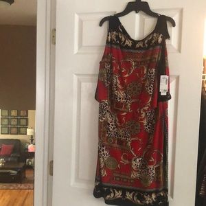 New multi patterned red dress